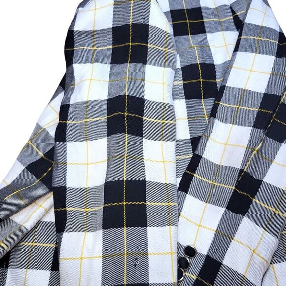 Kasper Plaid Blazer Jacket – Black, White & Yellow Check - Picture 7 of 9